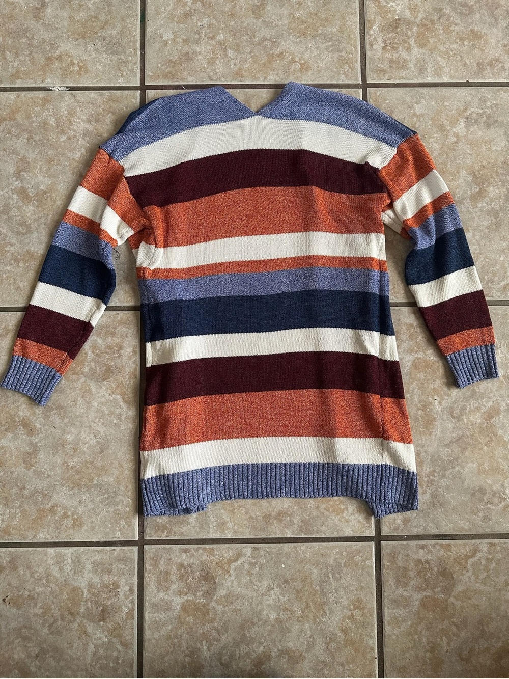 Ecowish Striped Colorblock Open Front Cardigan Sweater - Medium - Picture 2 of 3